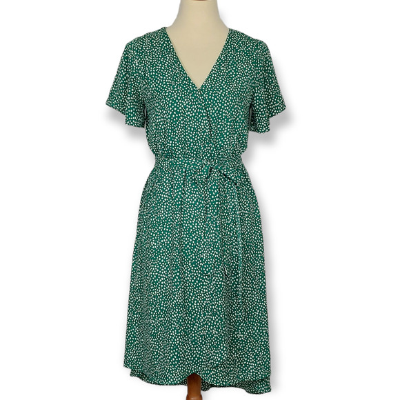 Sienna Sky Dresses & Skirts - Sienna Sky Green Dot Wrap Dress High Low Women's Medium Pre-Owned